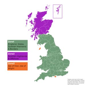 UK postage map