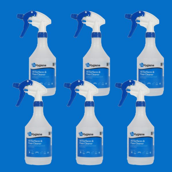 6 x Screen-Printed All Surfaces & Floor Cleaner - Empty Trigger Spray Bottles