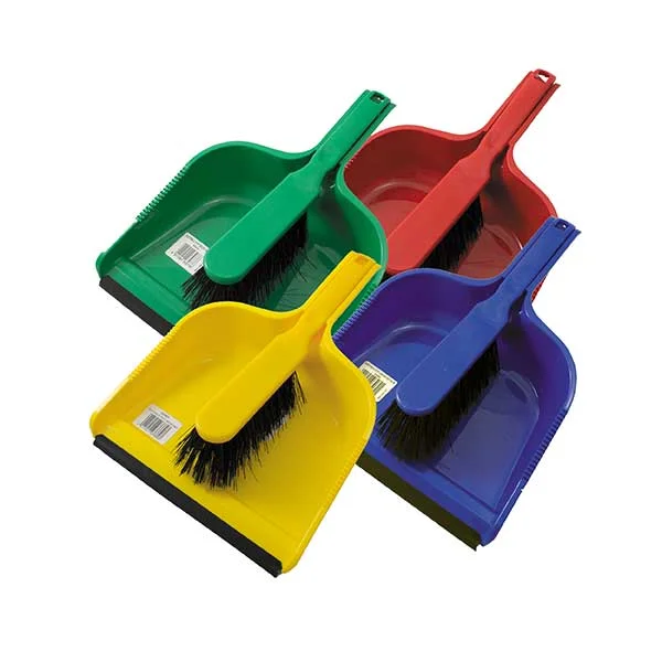 Plastic Dustpan & Stiff Brush Set - Various Colours