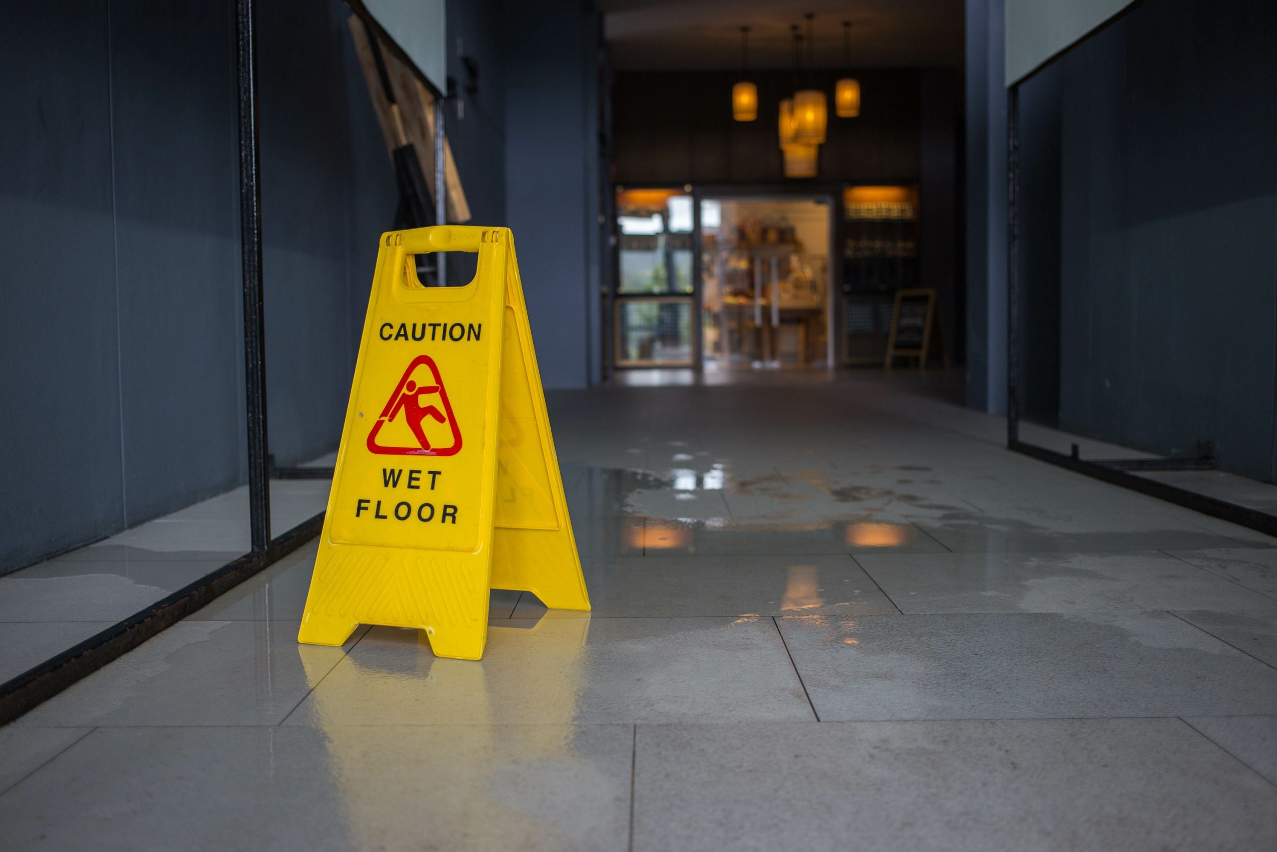 sign on a wet floor